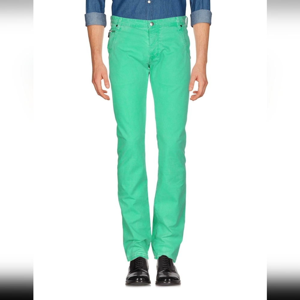 JUST CAVALLI DYED LIGHT GREEN STRAIGHT LEGGED PANTS SIZE 58 MENS RARE